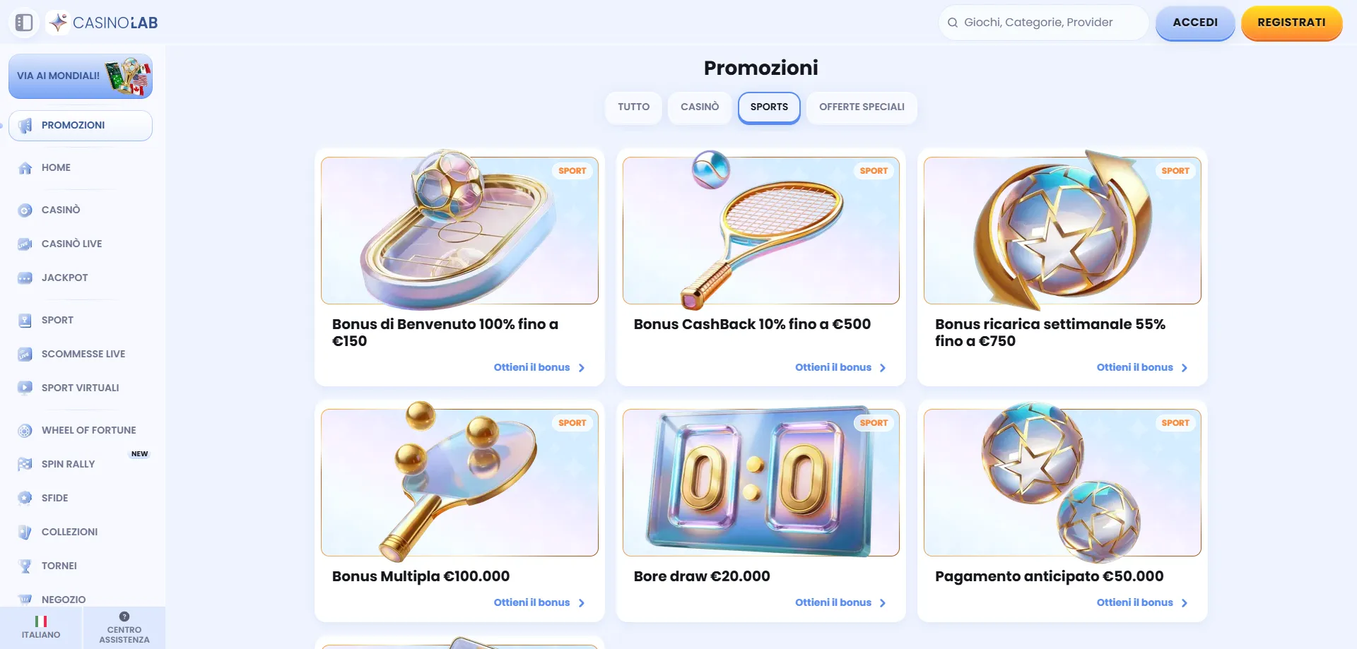Promozioni Casinolab Casino 2026 – cashback, reload e free spin settimanali