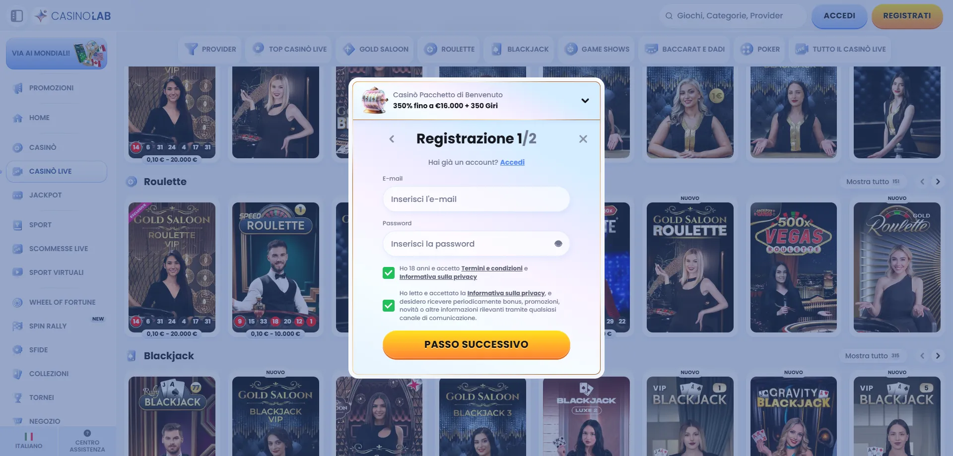 Registrazione Casinolab Casino – crea il tuo account in pochi minuti